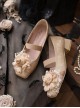 Rose Poetry Series Elegant Classic Lolita Silk Flower Simple Comfortable Square Toe Ballet Low Heel Shoes