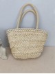 Handmade Classic Lolita Elegant Lily Valley Floral Charming Pastoral Style Nature Beige Woven Bag