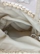 Handmade Classic Lolita Elegant Lily Valley Floral Charming Pastoral Style Nature Beige Woven Bag