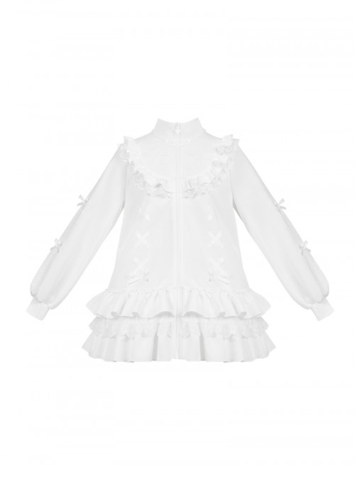 Doll Setting Series Sweet Lolita Kawaii Otaku Culture Cool Cross Japanese Jirai Kei Bowknot Lace Loose Long Sweatshirt