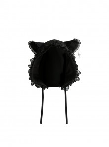 Doll Setting Series Sweet Lolita Kawaii Fashion Jirai Kei Black Lace Cat Kitten Ear Hat