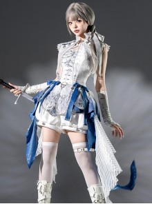 Blue Dragon Bone Series Western Fantasy Lolita Ouji Fashion Suspender Dress Shorts Shawl Prince Outfit Set