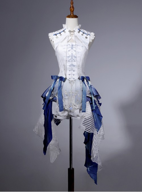 Blue Dragon Bone Series Western Fantasy Lolita Ouji Fashion Suspender Dress Shorts Shawl Prince Outfit Set