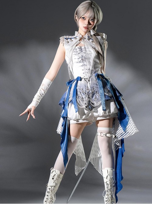 Blue Dragon Bone Series Western Fantasy Lolita Ouji Fashion Suspender Dress Shorts Shawl Prince Outfit Set