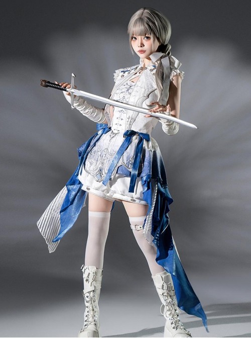 Blue Dragon Bone Series Western Fantasy Lolita Ouji Fashion Suspender Dress Shorts Shawl Prince Outfit Set