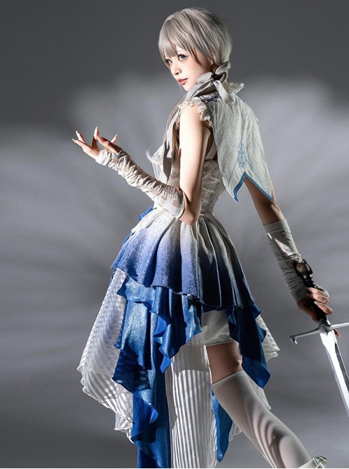 Blue Dragon Bone Series Western Fantasy Lolita Ouji Fashion Suspender Dress Shorts Shawl Prince Outfit Set