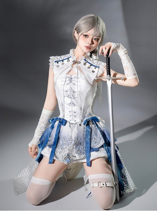 Blue Dragon Bone Series Western Fantasy Lolita Ouji Fashion Suspender Dress Shorts Shawl Prince Outfit Set