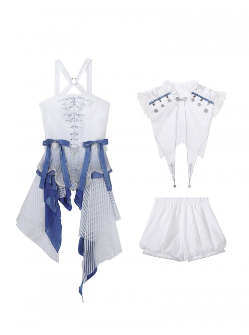 Blue Dragon Bone Series Western Fantasy Lolita Ouji Fashion Suspender Dress Shorts Shawl Prince Outfit Set