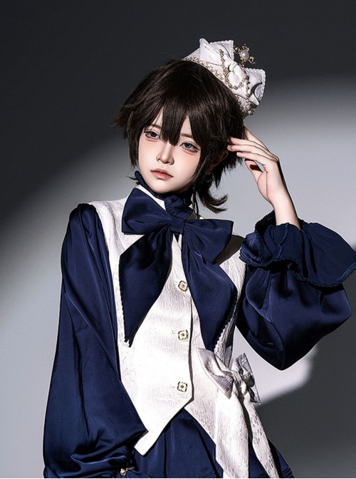 Hunter Rabbit White Moonlight Series Vintage Gothic Lolita Prince Style Cross Pearl White Crown Coronet Headdress