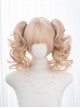 Soft Candy Sweetheart Series Sweet Lolita Golden Vintage Doll Bob Clamp Curl Twin Ponytail Roman Curls Wig