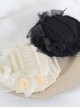 Elegant French Classic Lolita Antique Lace Mesh Bowknot Flower Heart Pearl Detail Bonnet