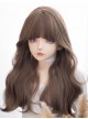 Caramel Cocoa Classic Lolita Japanese Bangs Honey Tea Linen Brown Gentle Elegant Large Wavy Curls Hair Wig