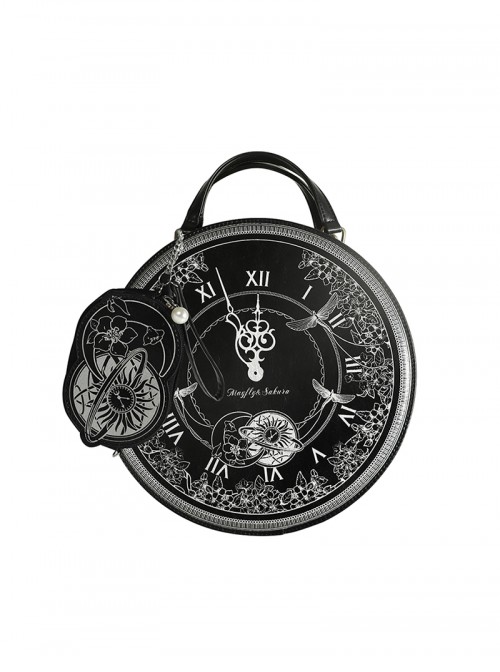 Sun Moon Star Sakura Floating Series Gothic Lolita British Retro Magical Girl Backpack Clock Round Bag