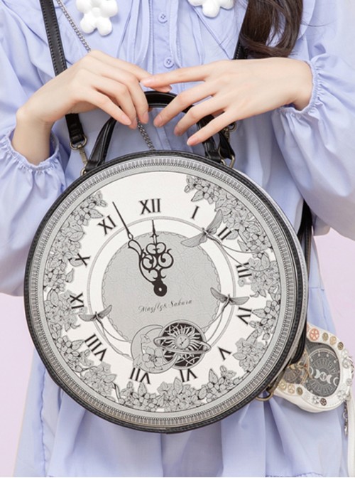 Sun Moon Star Sakura Floating Series Gothic Lolita British Retro Magical Girl Backpack Clock Round Bag