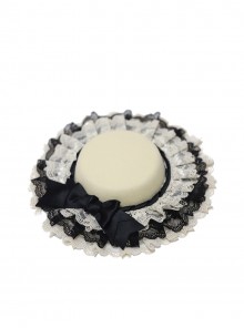 Handmade Classic Lolita British Style Vintage Bowknot Multi Layer Lace Pleated Ruffle Round Flat Bonnet Hat