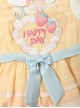 Yellow Cream Strawberry Cake Collar Kawaii Fashion Sweet Cute Daily Princess Lolita Bubble Sleeve Dress