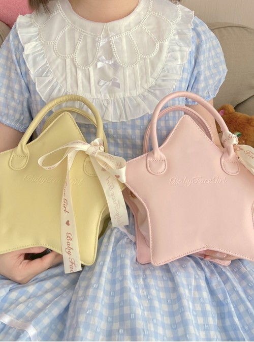 Original Kawaii Exquisite Little Star Shape Sweet Lolita Satin Ribbon PU Single Shoulder Crossbody Bag