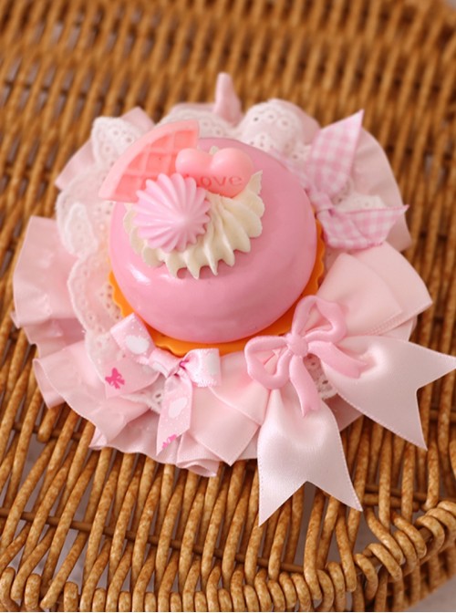 Sweet Celebration Series Sweet Lolita Cute Simulation Cream Cake Fruit Biscuit Chocolate Bowknot Lace Hair Clip