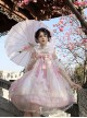 Butterfly Whisper Series Dreamy Sweet Lolita Chinese Style Bowknot Lace Straps Square Neck Sleeveless Dress