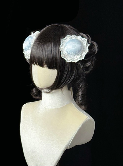 Butterfly Whisper Series Sweet Lolita Chinese Style Dreamy Lace Ruffle Headdress Hair Bun Cover