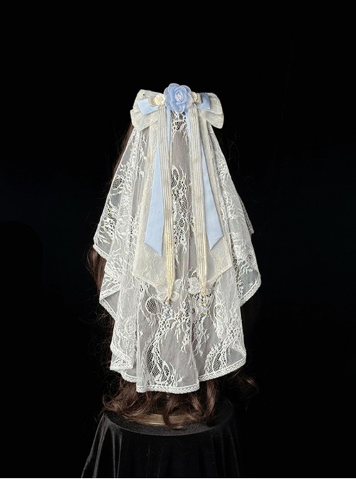 Butterfly Whisper Series Sweet Lolita Chinese Style Bowknot Classic Lace Dreamy Ethereal Veil Headdress