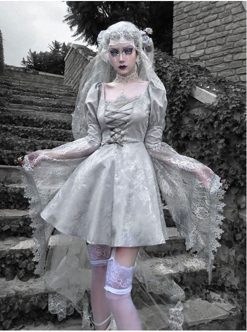 Rose Funeral Series White Gothic Lolita Dirty Dyed Heavy Workmanship ...