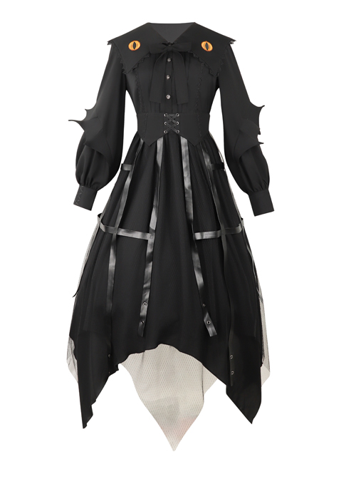 Elven Rabbit~Gothic Lolita Dress Black Cat Witch Op and SK Suit M / Extension Sleeve Op Only