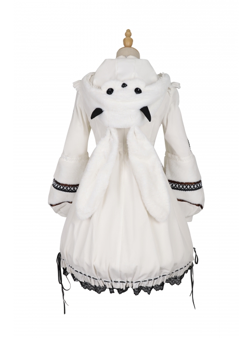 Beige Detachable Hat High Neck Woolen Cuffs Demon Rabbit Gothic Lolita –  LolitaInside