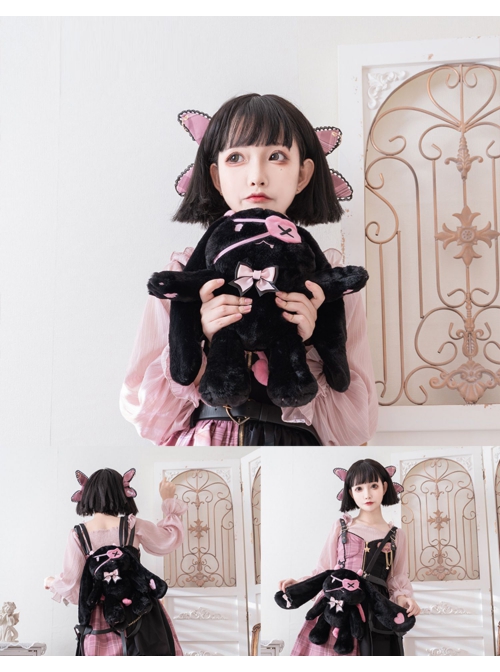 Demon Rabbit Series Cute Long Plush Gothic Lolita Inclined Shoulder Bag