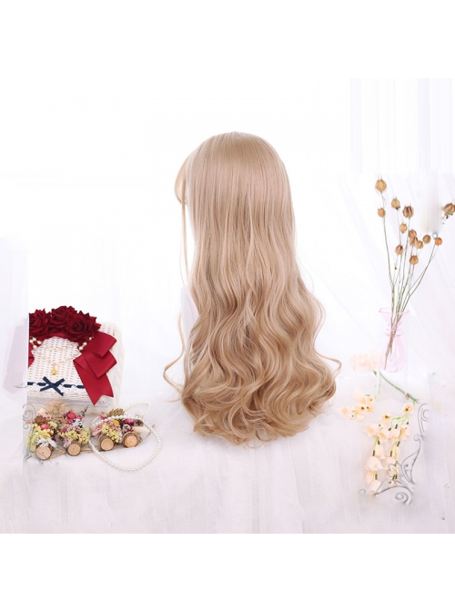 Linen Color Long Natural Big Wave Curly Wig Classic Lolita Wigs