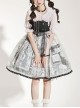 Little Tengu Series JSK Black Printing Tulle Hem Black Cute Punk Street Gothic Lolita Sling Dress