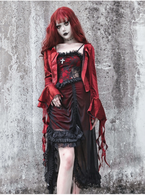 Night Visit Vampire Series Gothic Black Red Drawstring Christmas Lace ...