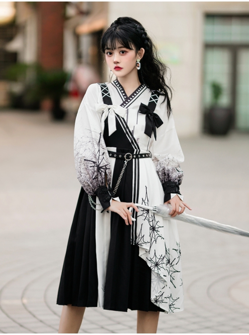 Twilight Forest Series Improve Hanfu Chinese Style Spider Web Printing ...
