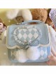 Cute Plush Bunny Ears Heart Shape Design Blue Sweet Lolita Square Backpack