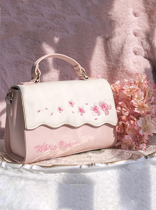 Lolita Pink Cherry Blossoms Women Handbag Shoulder Bag Cross Body Tote  Shopping Daily Use Bookbag Girl