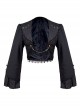 Dignified Classic Gothic Chain Black Striped Lapel Flared Long Sleeve Suit Collar Shell Cardigan Short Coat