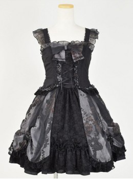 Black Chiffon Lace-up Gothic Lolita Sling Dress