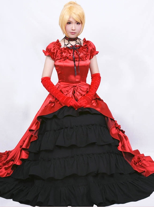 Palace Style Ruffles Retro Lolita Prom Long Dress