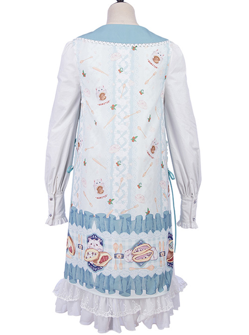 Soft Pancake Series Blue JSK Classic Lolita Sleeveless Dress And Long Sleeve Lining Dress Set