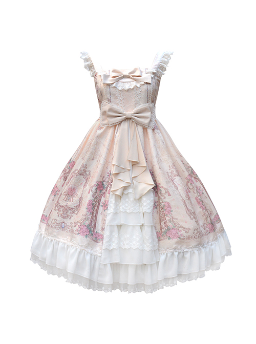 Full-blown Flowers Series Bowknot Chiffon Sweet Lolita Sling Dress