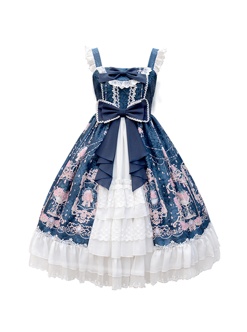 Full-blown Flowers Series Bowknot Chiffon Sweet Lolita Sling Dress