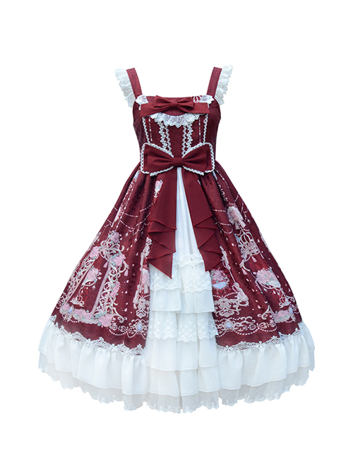 Full-blown Flowers Series Bowknot Chiffon Sweet Lolita Sling Dress