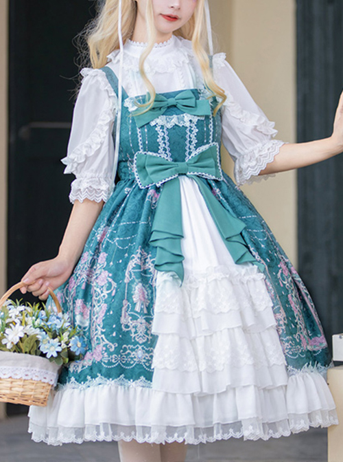 Full-blown Flowers Series Bowknot Chiffon Sweet Lolita Sling Dress