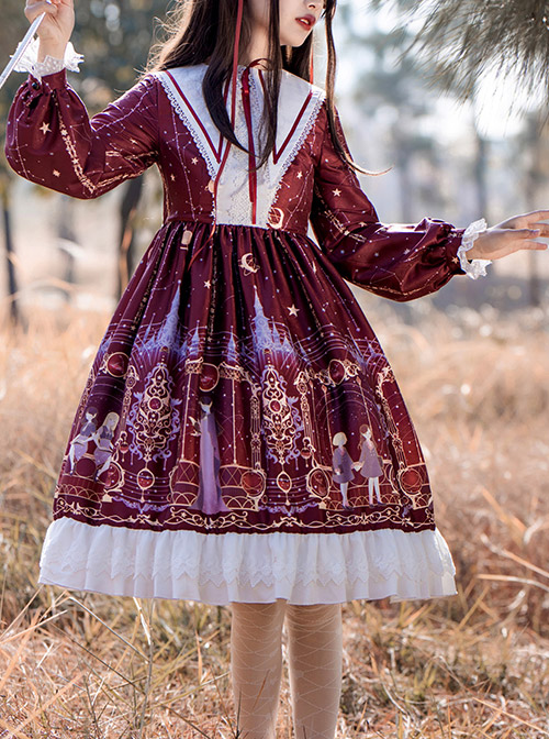 Astrology College Series OP Sweet Lolita Long Sleeve Dress