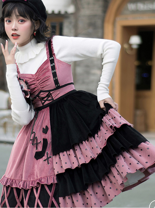 Spring Lolita Gothic Dress Strawberry Jsk Retro Dot Pink, 48% OFF
