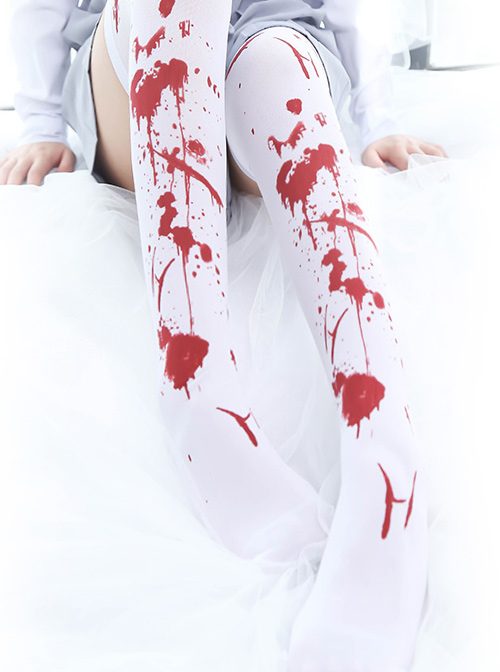 Halloween Bloodstain Printing Gothic Lolita Stocking