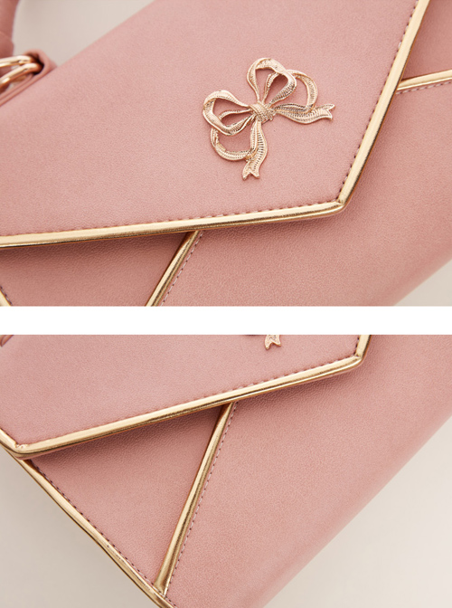 Pink High-Quality Wrinkled PU Envelope Bag Hardware Love Lock Retro French Classic Lolita Bag