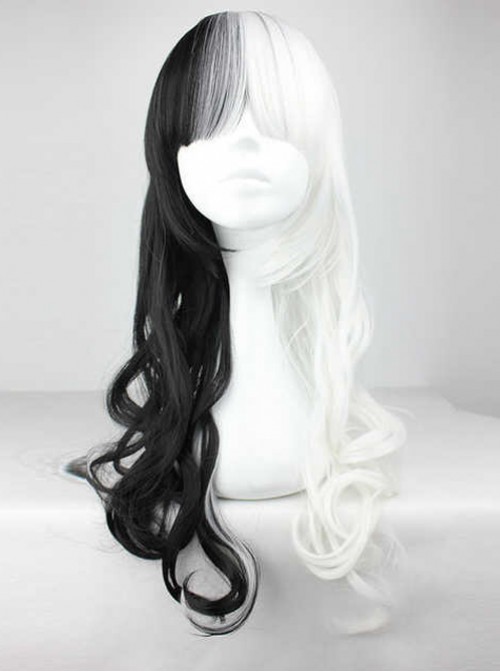 long curly white cosplay wig