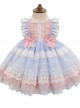 White Lace Pink Bowknot Light Blue Kids Sweet Lolita Sleeveless Dress