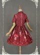 Dark Red Short Sleeves  Pleated Skirt Qi Lolita Dress - Chinese Palace Lanterns